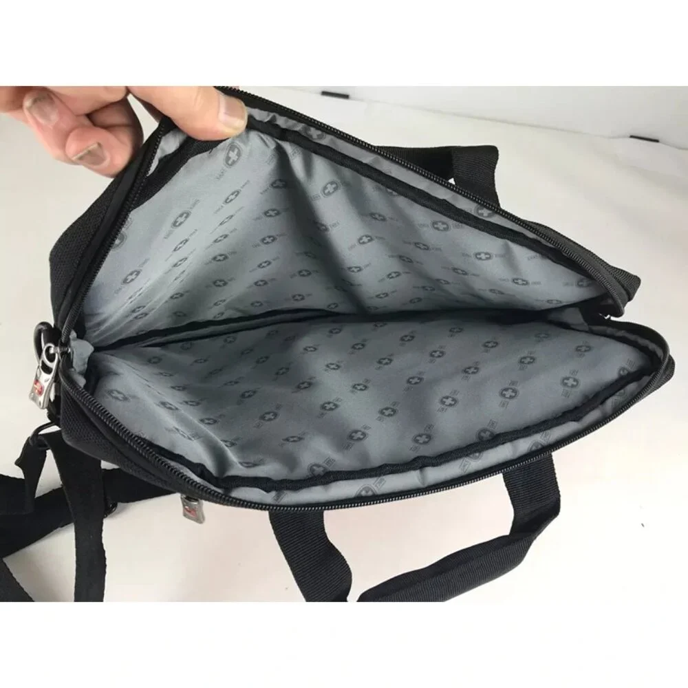 Swiss Gear Unisex Red Black Canvas‎ Outer Pockets Detachable Strap Laptop Bag